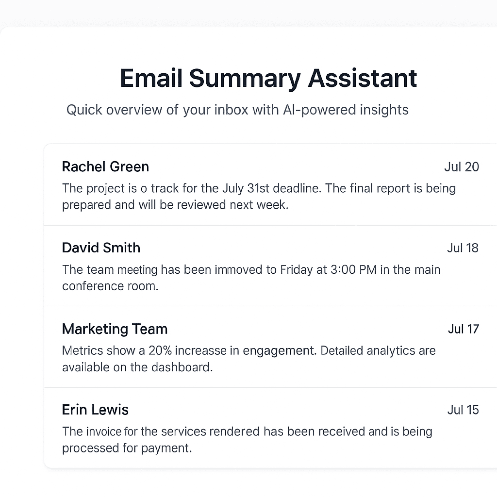 Email summary feature